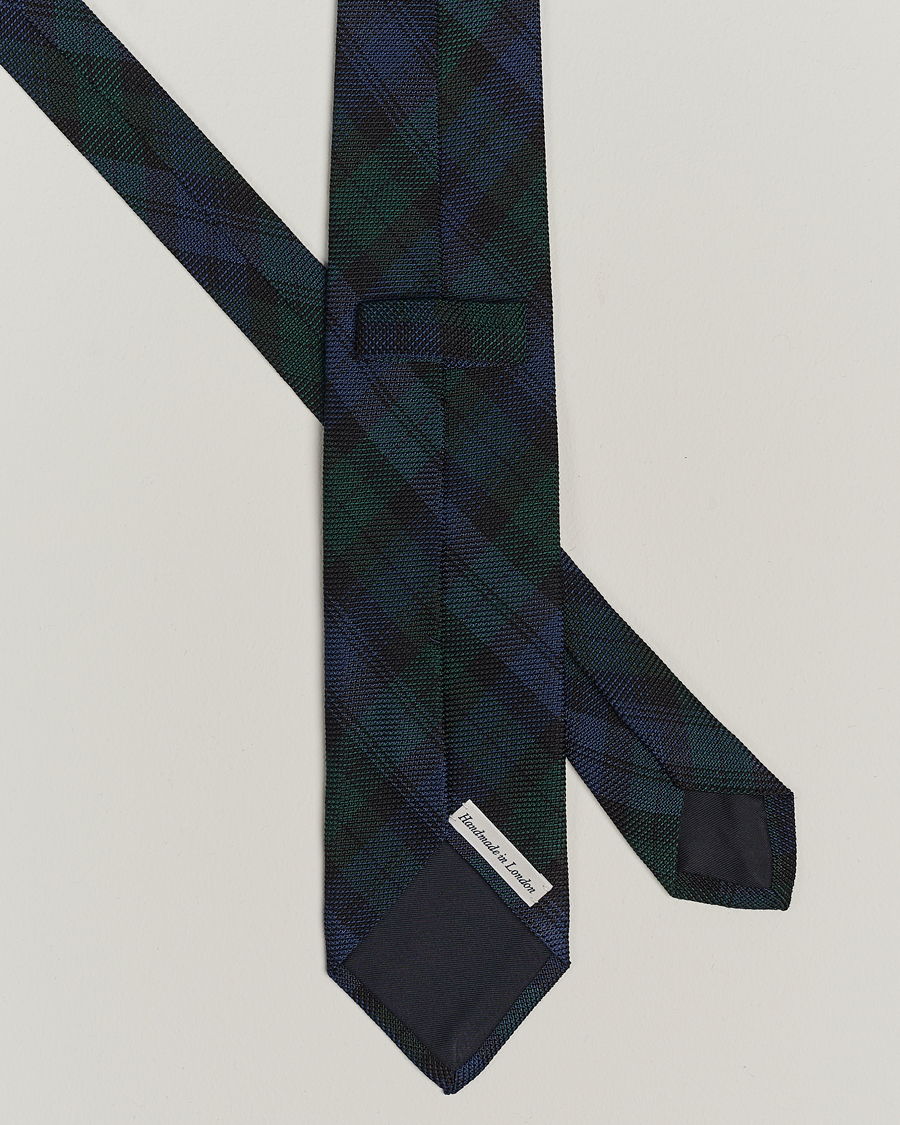 Herr | Drake's Silk Fine Grenadine Handrolled 8 cm Tie Blackwatch | Drake's | Silk Fine Grenadine Handrolled 8 cm Tie Blackwatch