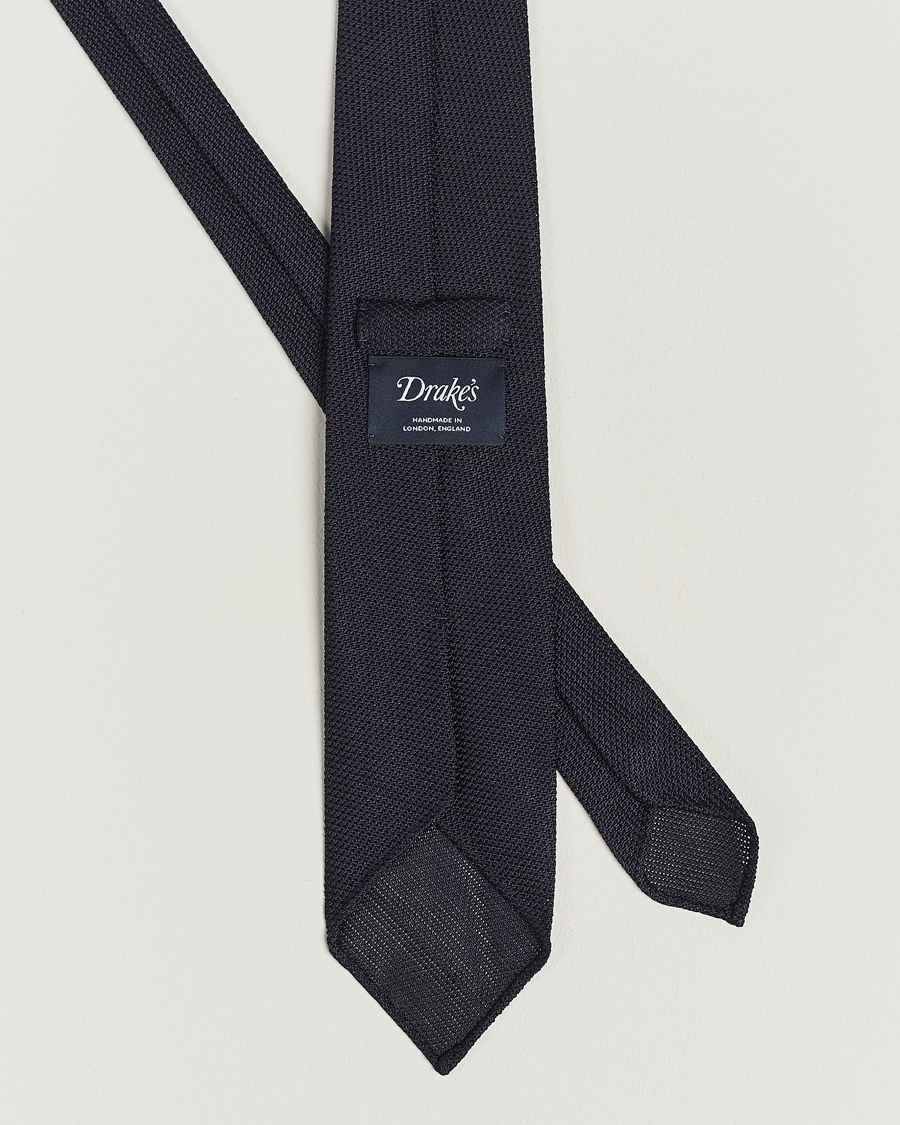 Herr | Preppy Authentic | Drake's | Silk Fine Grenadine Handrolled 8 cm Tie Navy