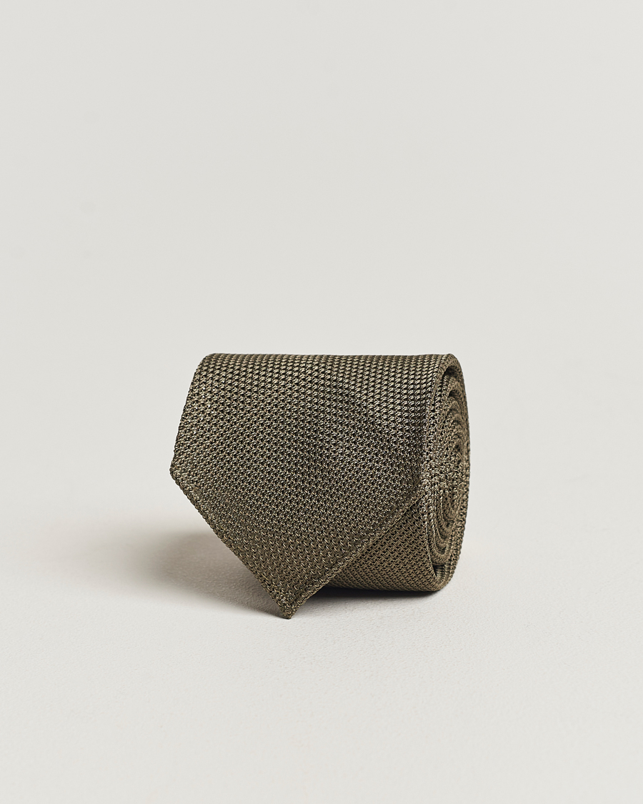 Herr | Drake's Silk Grenadine Handrolled 8 cm Tie Khaki | Drake's | Silk Grenadine Handrolled 8 cm Tie Khaki