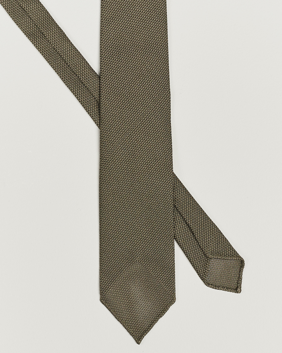 Herr | Drake's | Drake's | Silk Grenadine Handrolled 8 cm Tie Khaki