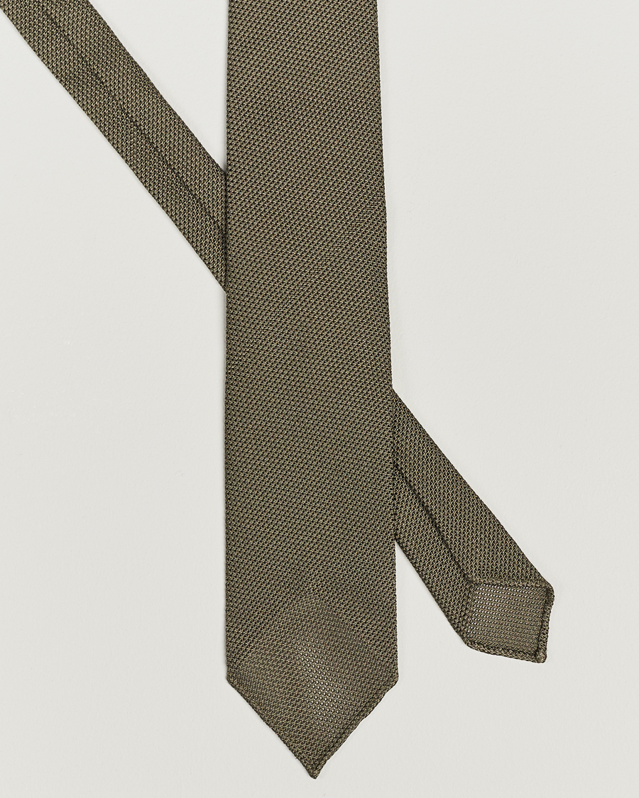 Herr | Mörk kostym | Drake's | Silk Grenadine Handrolled 8 cm Tie Khaki