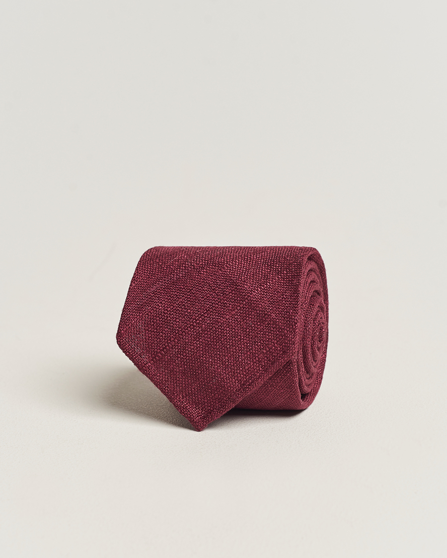 Herr | Slipsar | Drake's | Silk Tussah Handrolled Tie Wine