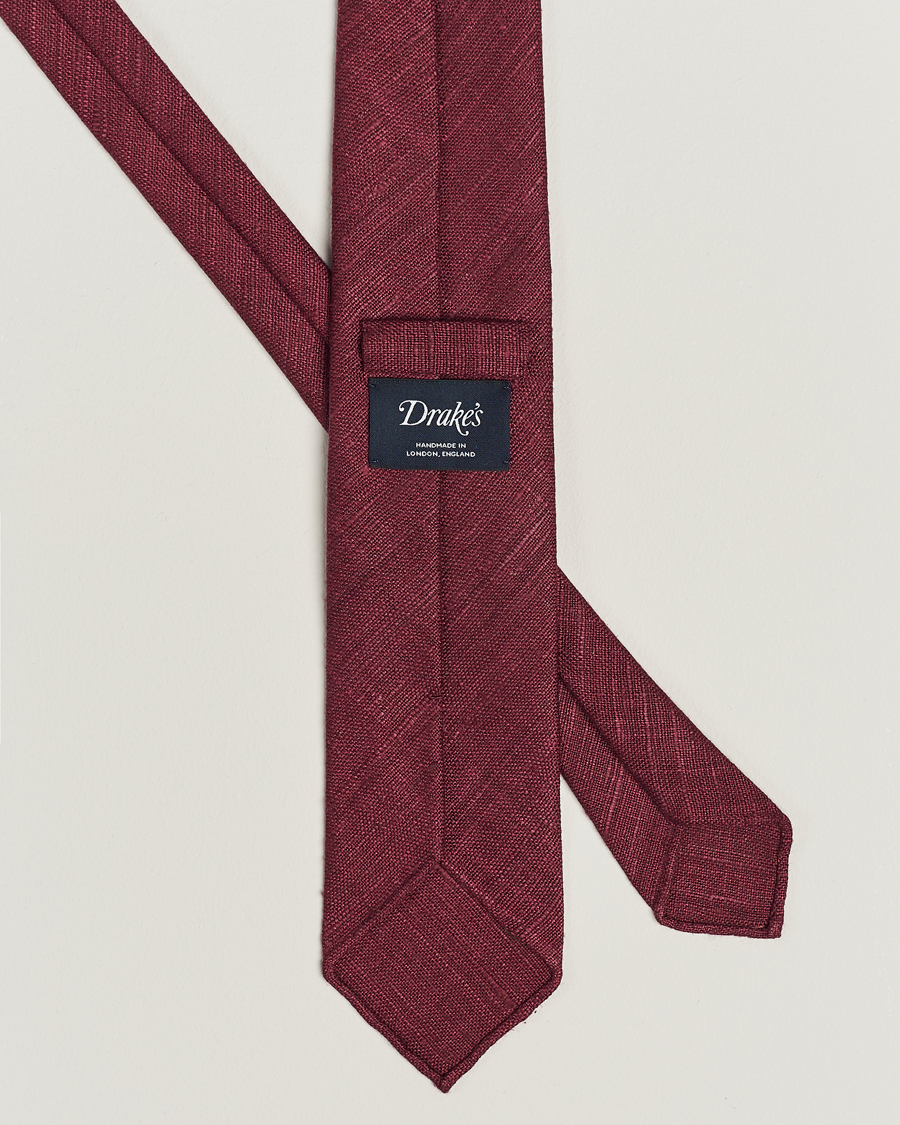 Herr | Slipsar | Drake's | Tussah Silk Handrolled 8 cm Tie Plum