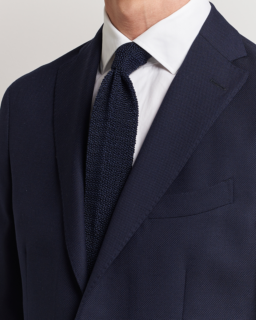 Herr | Avdelningar | Drake\'s | Knitted Silk 6.5 cm Tie Navy