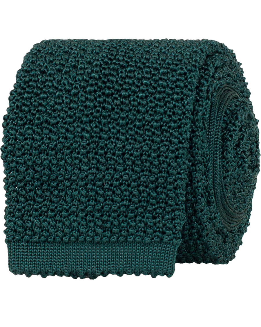 Herr | Drake's Knitted Silk 6.5 cm Tie Green | Drake's | Knitted Silk 6.5 cm Tie Green