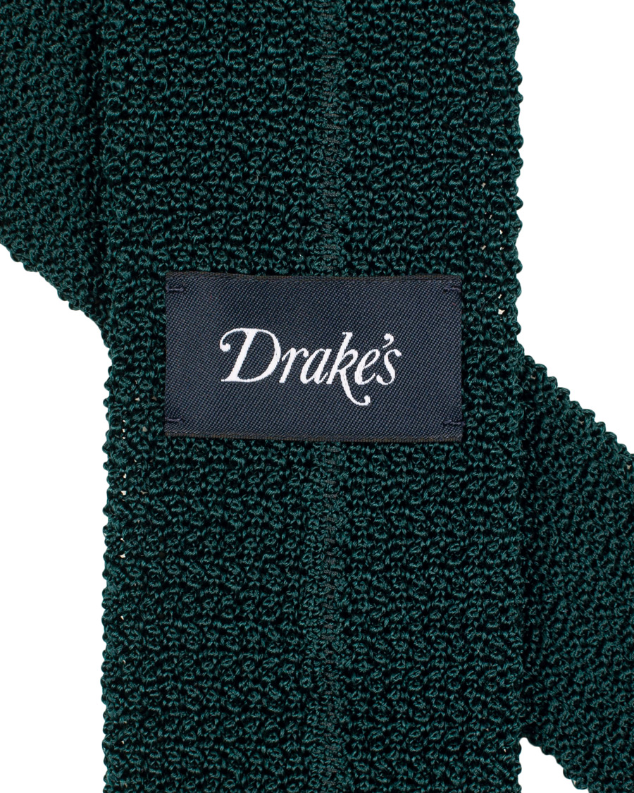 Herr | Drake's Knitted Silk 6.5 cm Tie Green | Drake's | Knitted Silk 6.5 cm Tie Green