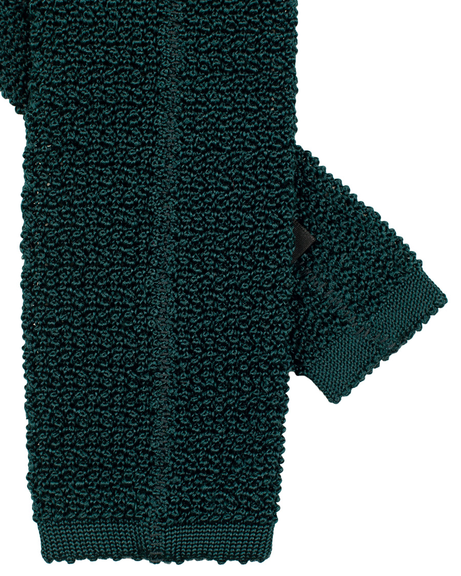 Herr | Drake's Knitted Silk 6.5 cm Tie Green | Drake's | Knitted Silk 6.5 cm Tie Green