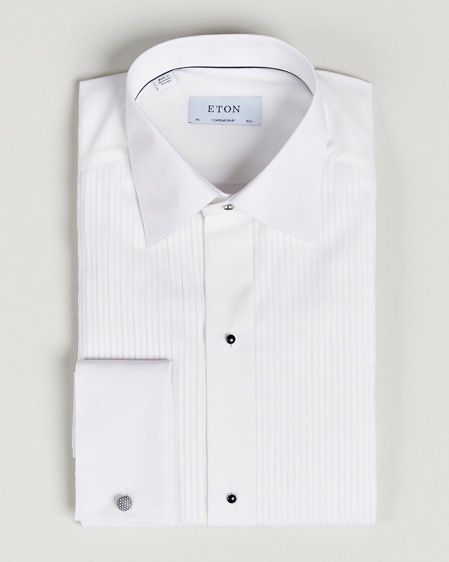 Herr | Skjortor | Eton | Custom Fit Tuxedo Shirt Black Ribbon White
