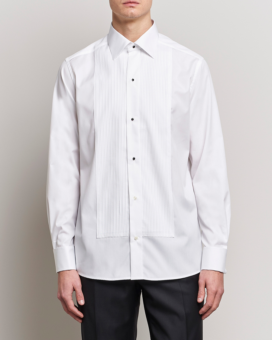 Herr | Black Tie | Eton | Custom Fit Tuxedo Shirt Black Ribbon White