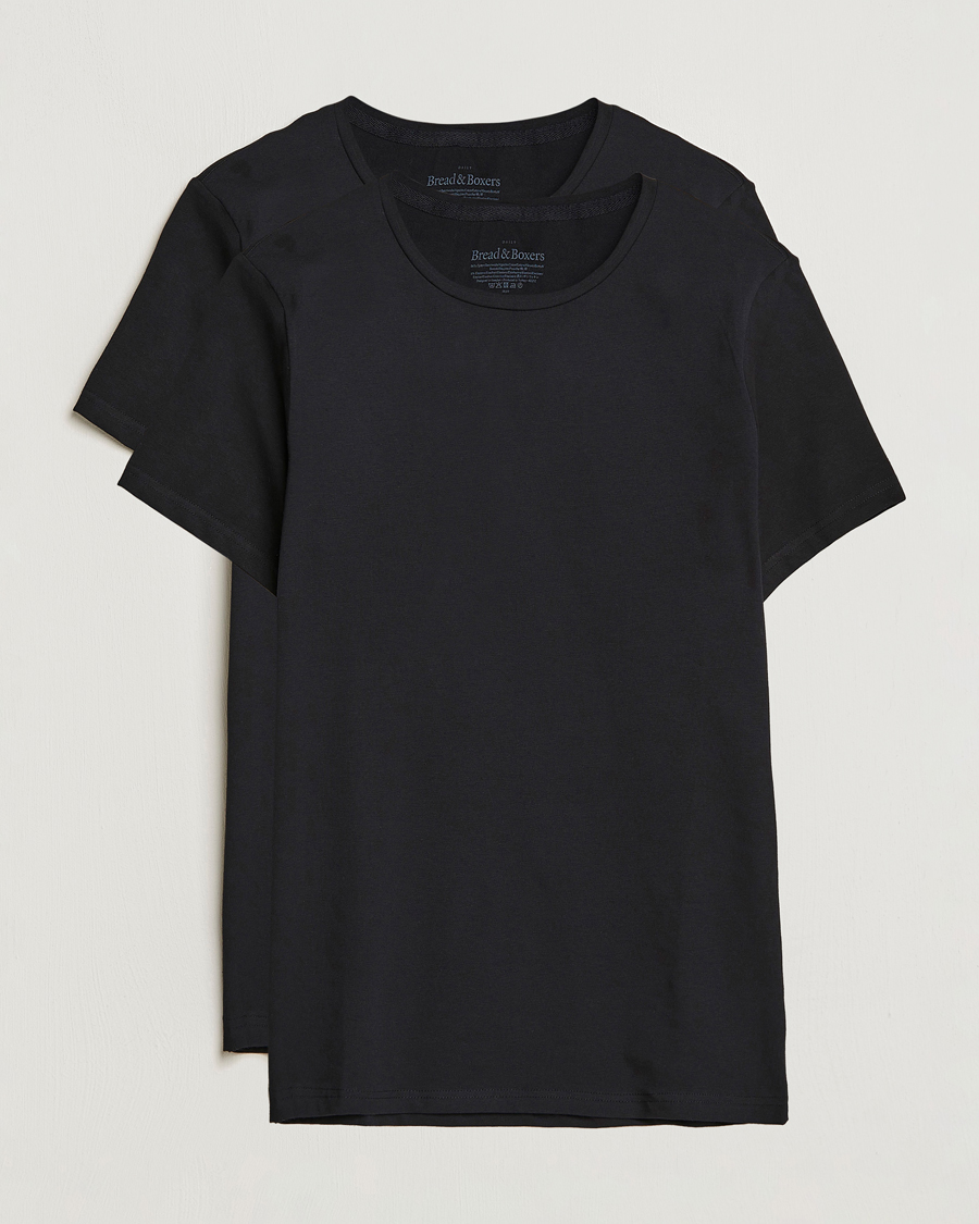 Herr | T-Shirts | Bread & Boxers | 2-Pack Crew Neck Tee Black