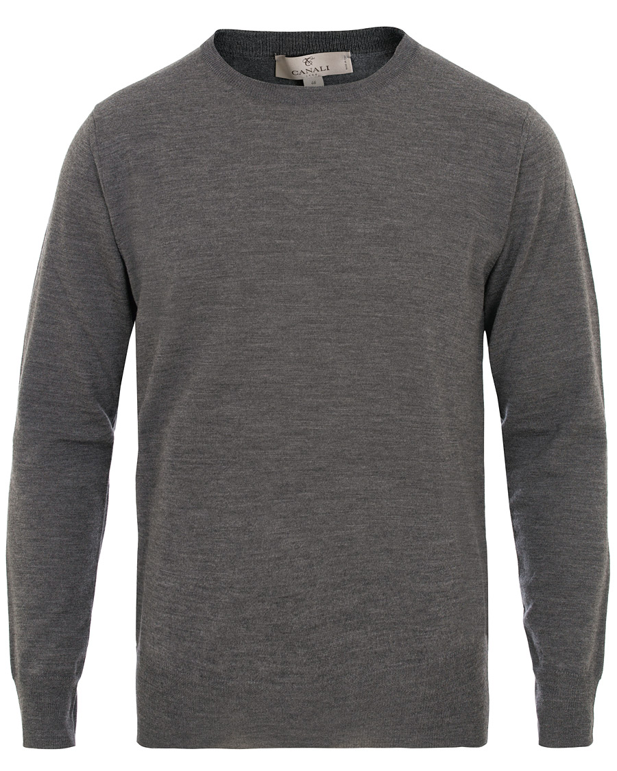 Herr | Tröjor | Canali | Merino Wool Crew Neck Grey