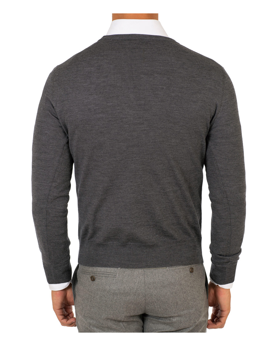 Herr | Tröjor | Canali | Merino Wool Crew Neck Grey