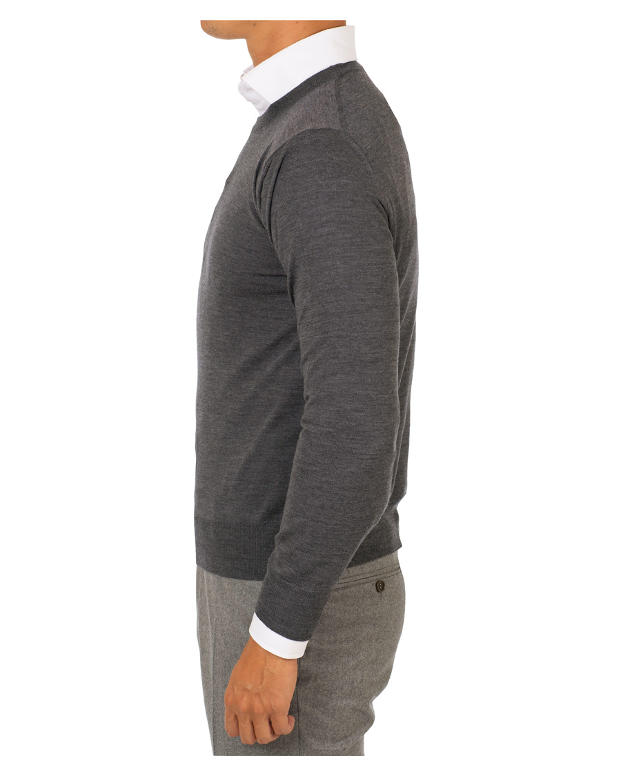 Herr | Tröjor | Canali | Merino Wool Crew Neck Grey