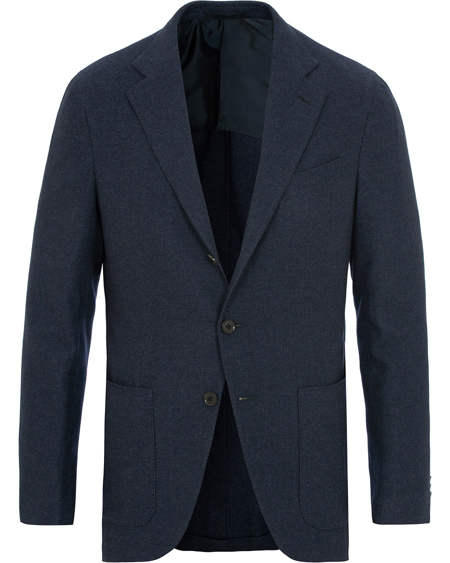 Herr | Kavajer | Caruso | Aida Microstructure Melange Wool Blazer Dark Blue