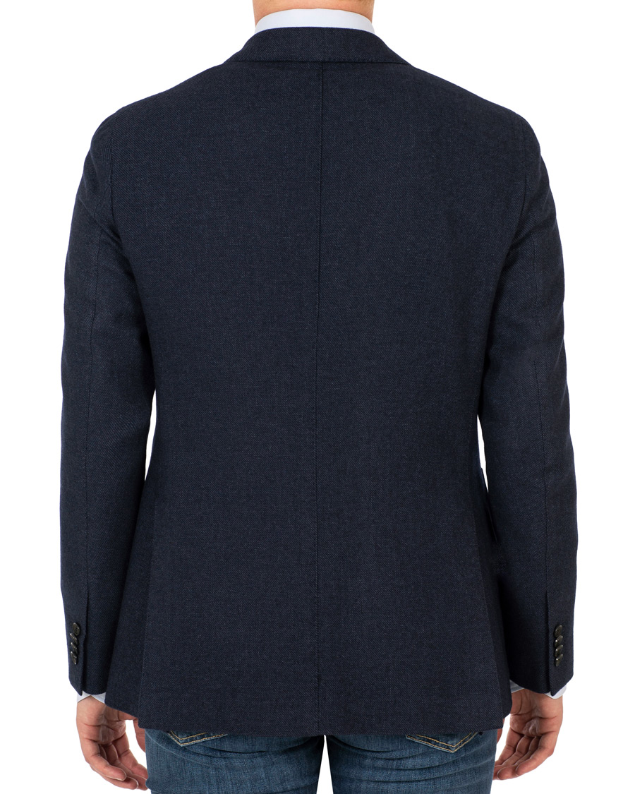 Herr | Kavajer | Caruso | Aida Microstructure Melange Wool Blazer Dark Blue