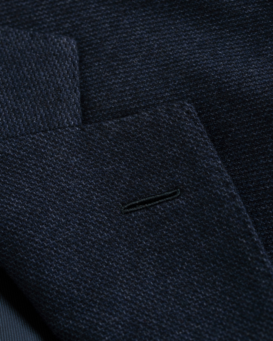 Herr | Kavajer | Caruso | Aida Microstructure Melange Wool Blazer Dark Blue