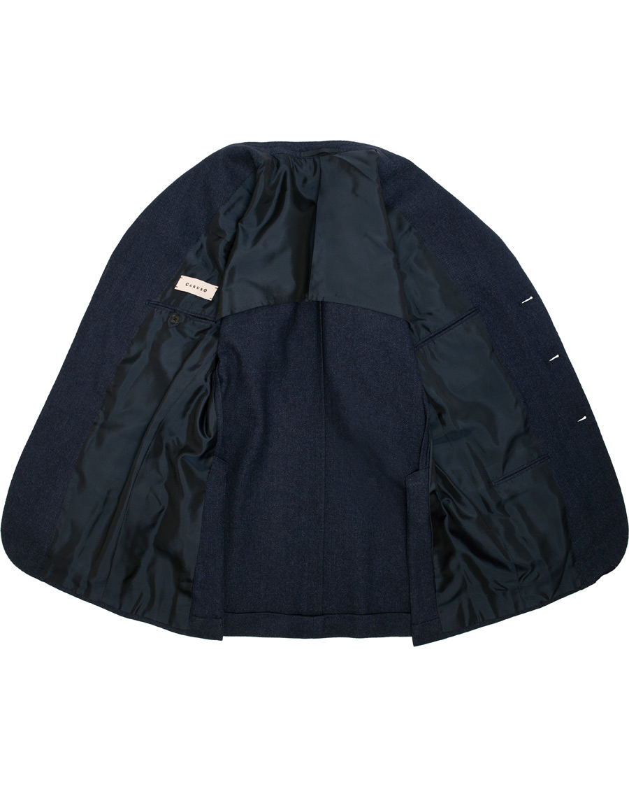 Herr | Kavajer | Caruso | Aida Microstructure Melange Wool Blazer Dark Blue