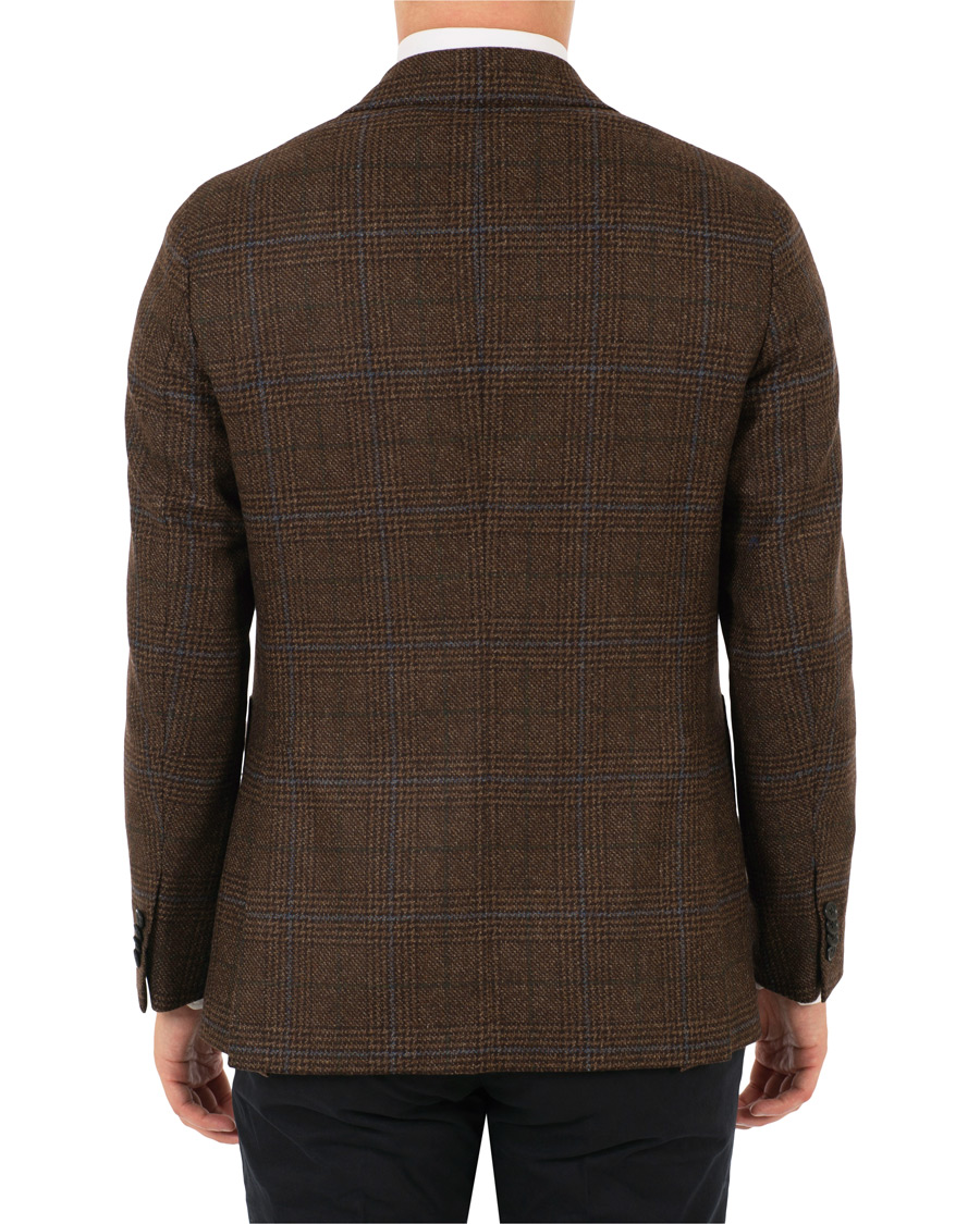Herr | Kavajer | Caruso | Aida Glencheck Wool Cashmere Blazer Dark Brown