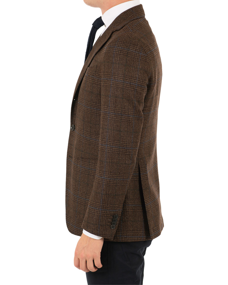 Herr | Kavajer | Caruso | Aida Glencheck Wool Cashmere Blazer Dark Brown