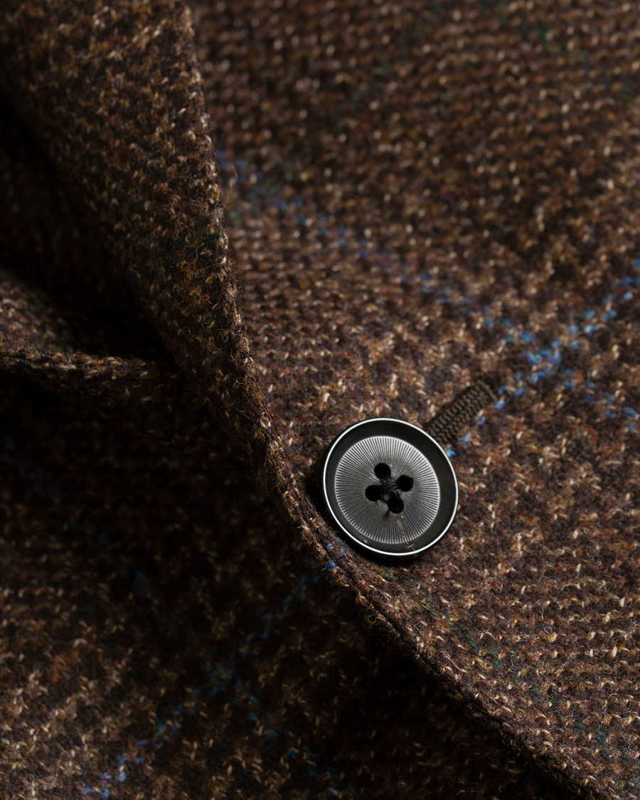 Herr | Kavajer | Caruso | Aida Glencheck Wool Cashmere Blazer Dark Brown