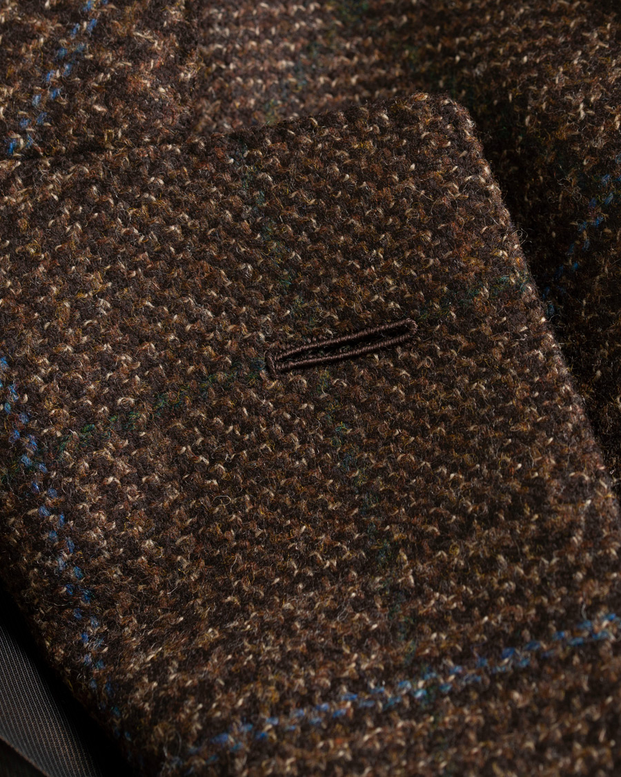 Herr | Kavajer | Caruso | Aida Glencheck Wool Cashmere Blazer Dark Brown