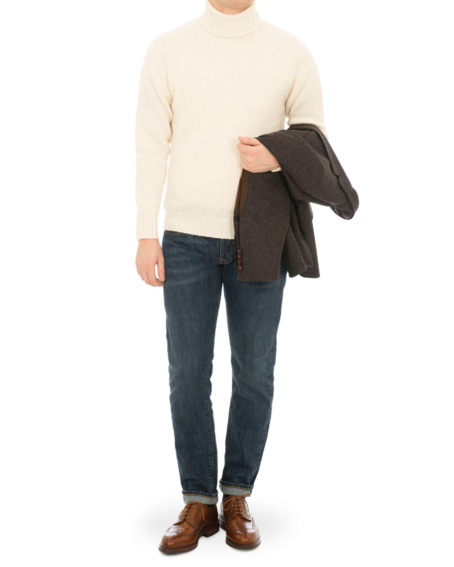Herr | Tröjor | Drake's | Lambswool Rollneck White