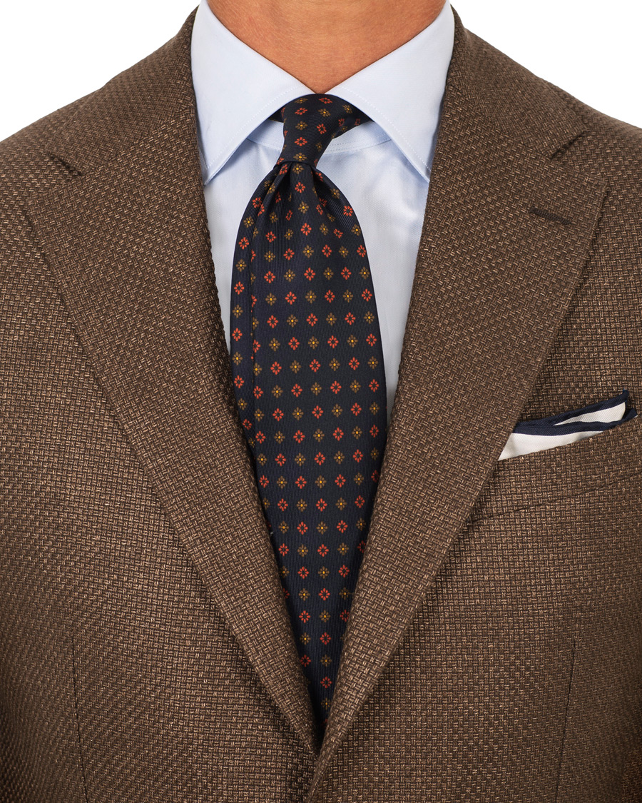 Herr | | Drake's | Silk Printed Flower 8 cm Tie Navy
