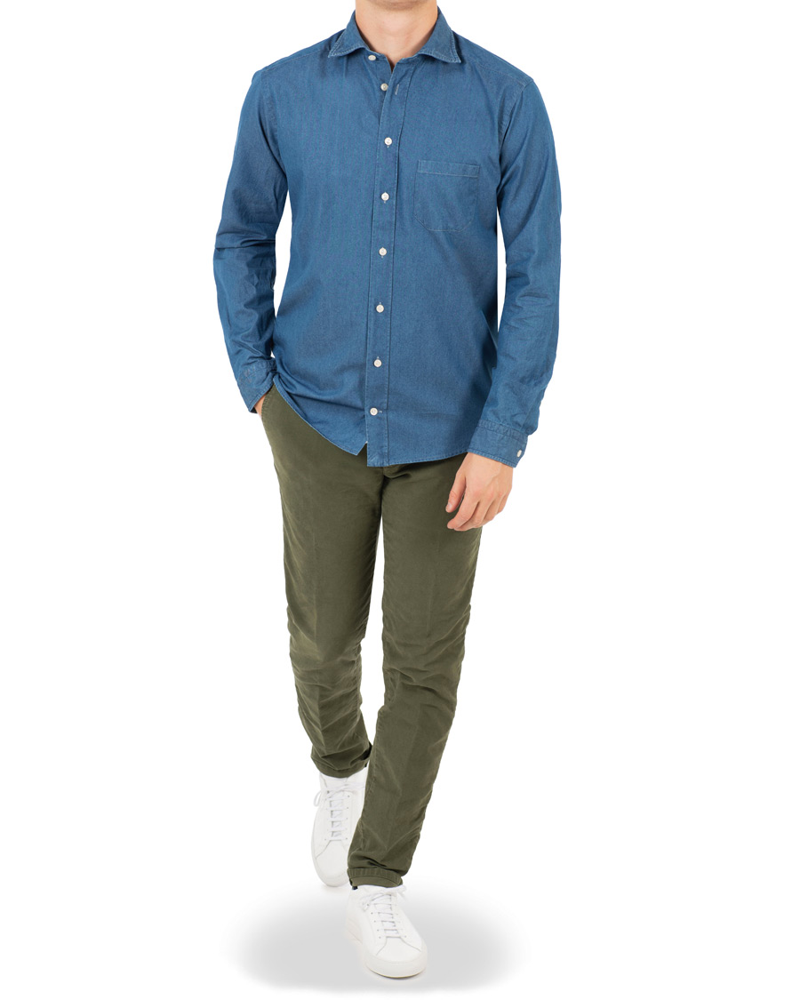 Herr | Skjortor | Eton | Contemporary Fit Chambray Cut Away Shirt Indigo