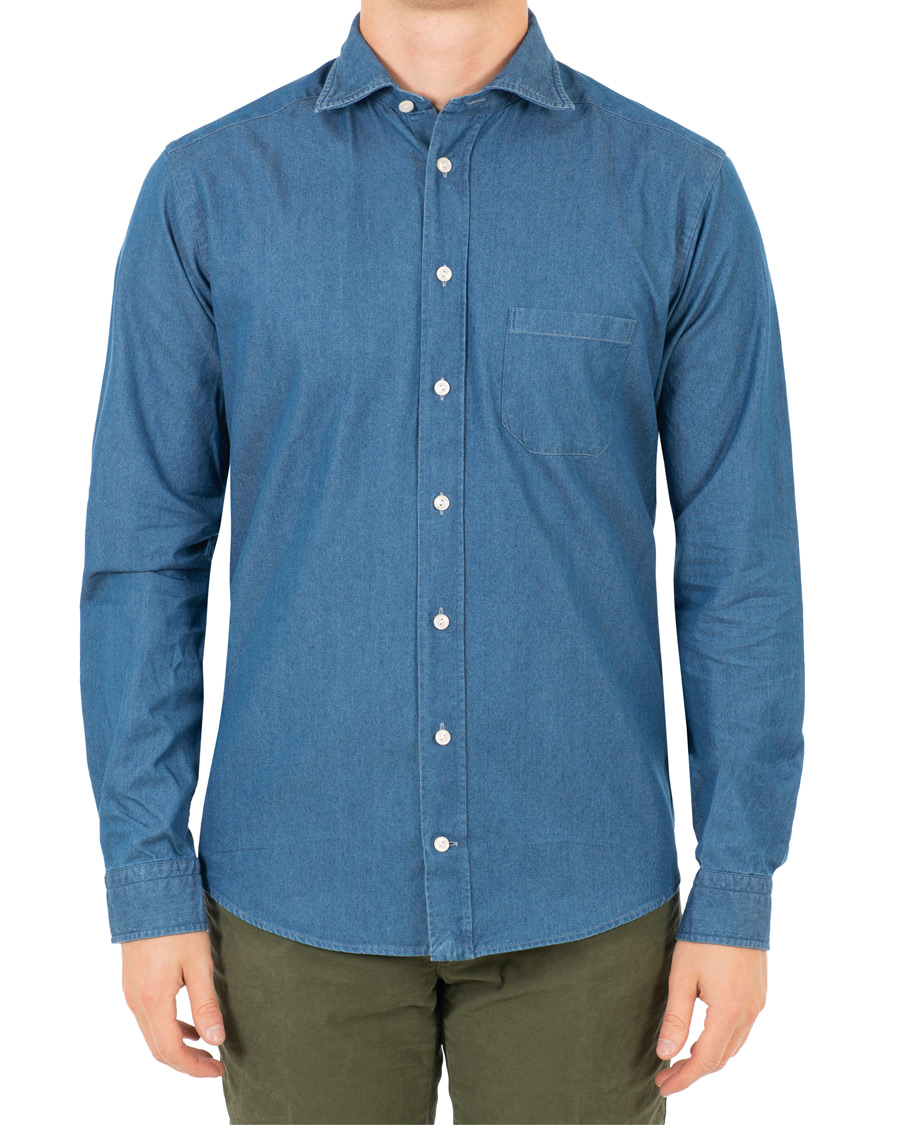 Herr | Skjortor | Eton | Contemporary Fit Chambray Cut Away Shirt Indigo