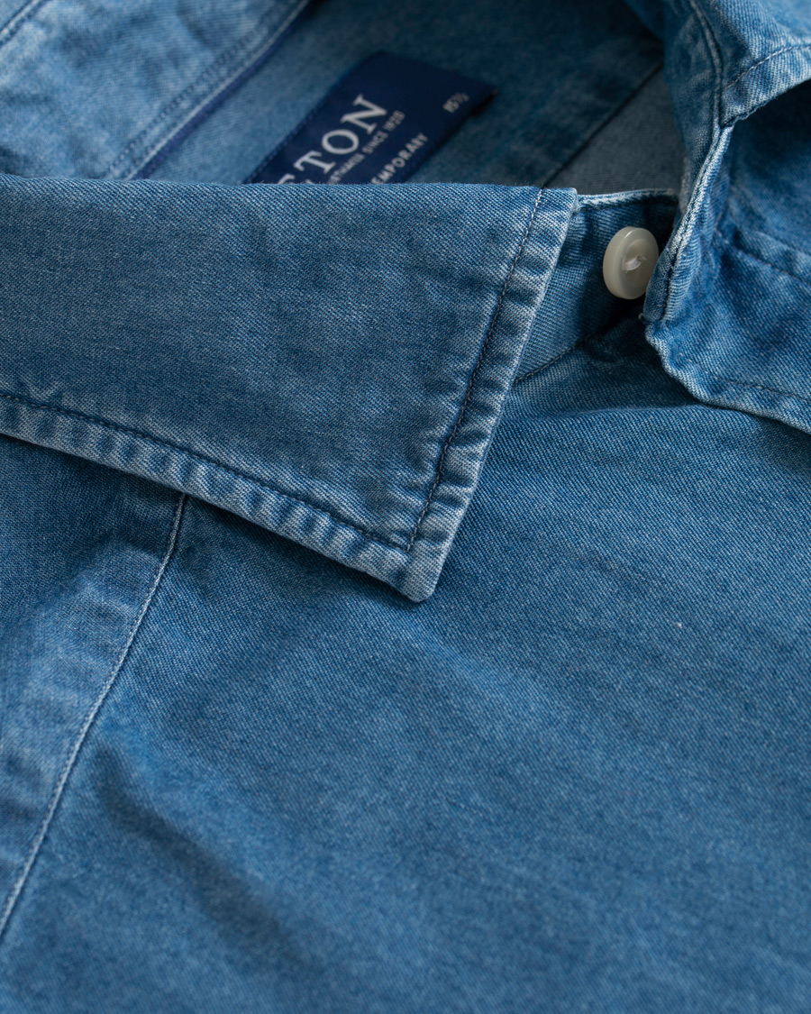 Herr | Skjortor | Eton | Contemporary Fit Chambray Cut Away Shirt Indigo