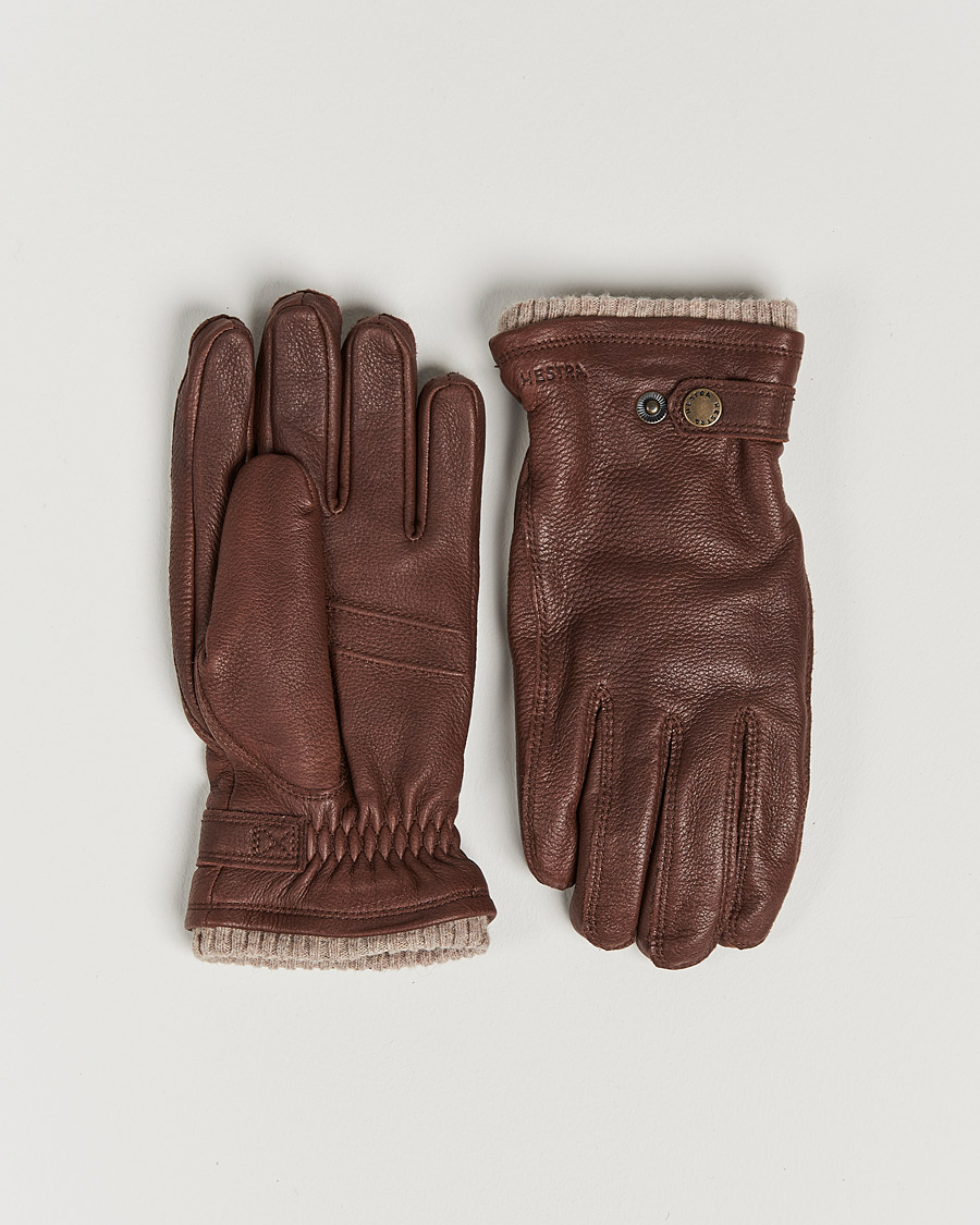 Herr | Handskar | Hestra | Utsjö Fleece Lined Buckle Elkskin Glove Chestnut