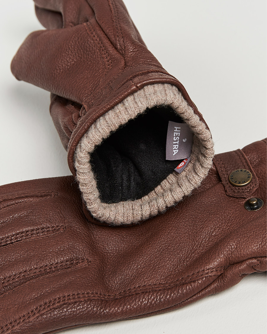 Herr | Handskar | Hestra | Utsjö Fleece Lined Buckle Elkskin Glove Chestnut