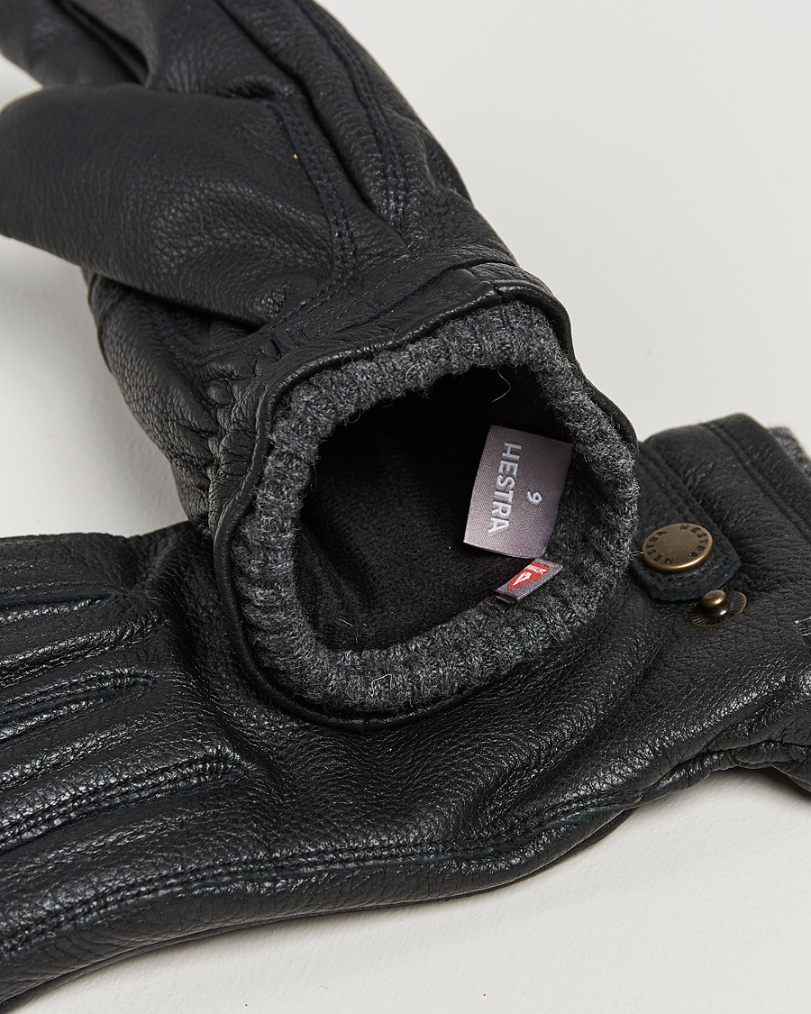 Herr | Handskar | Hestra | Utsjö Fleece Lined Buckle Elkskin Glove Black