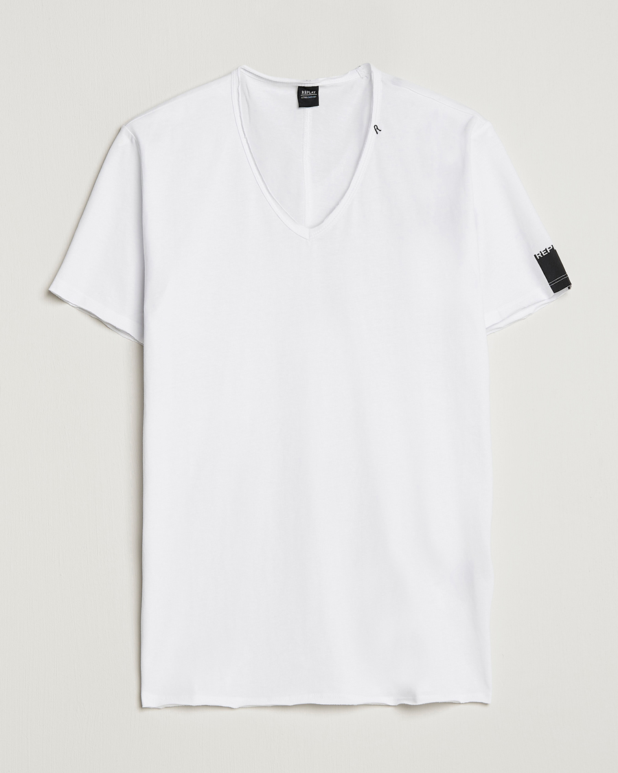 Herr | T-Shirts | Replay | V-Neck Tee White