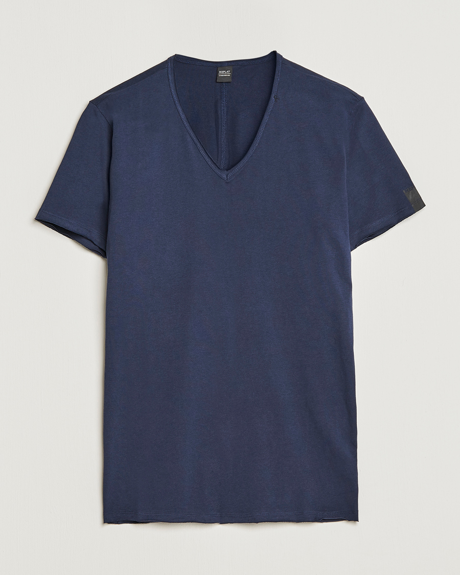 Herr | T-Shirts | Replay | V-Neck Tee Navy