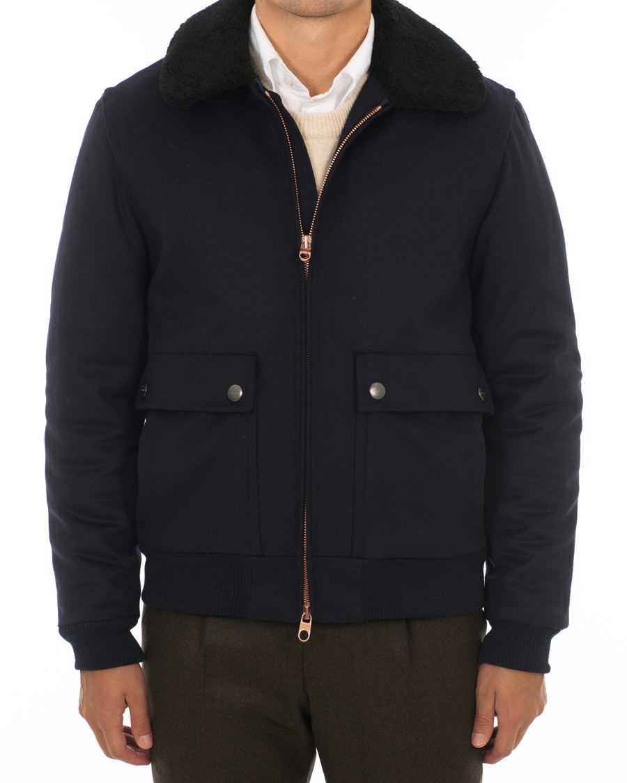 Herr | Jackor | Private White V.C. | Wool Flight Jacket Navy