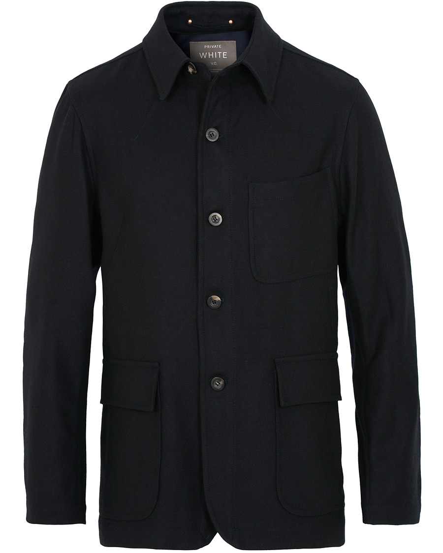 Herr | Jackor | Private White V.C. | Wool Shacket Navy