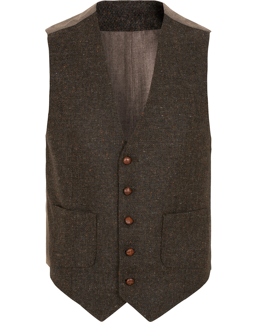 Herr | Kavajer | Morris | Harris Tweed Waistcoat Brown
