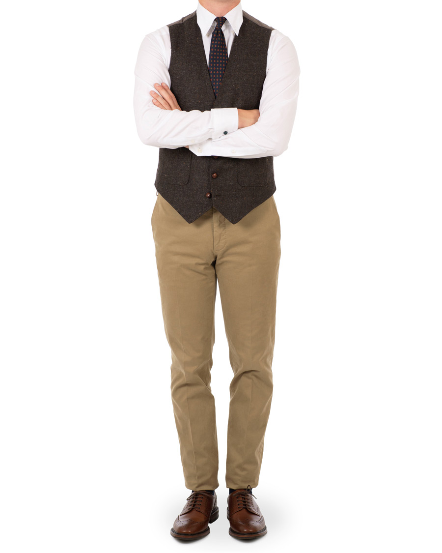 Herr | Kavajer | Morris | Harris Tweed Waistcoat Brown