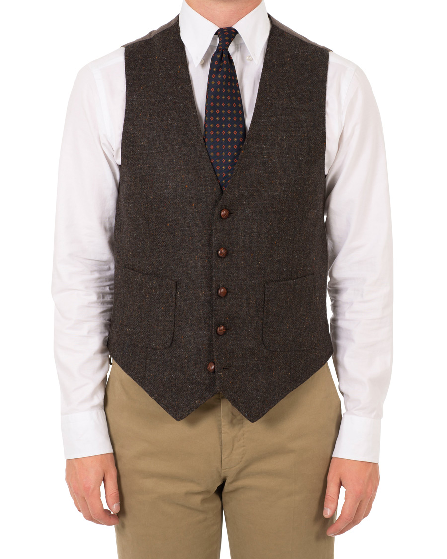 Herr | Kavajer | Morris | Harris Tweed Waistcoat Brown