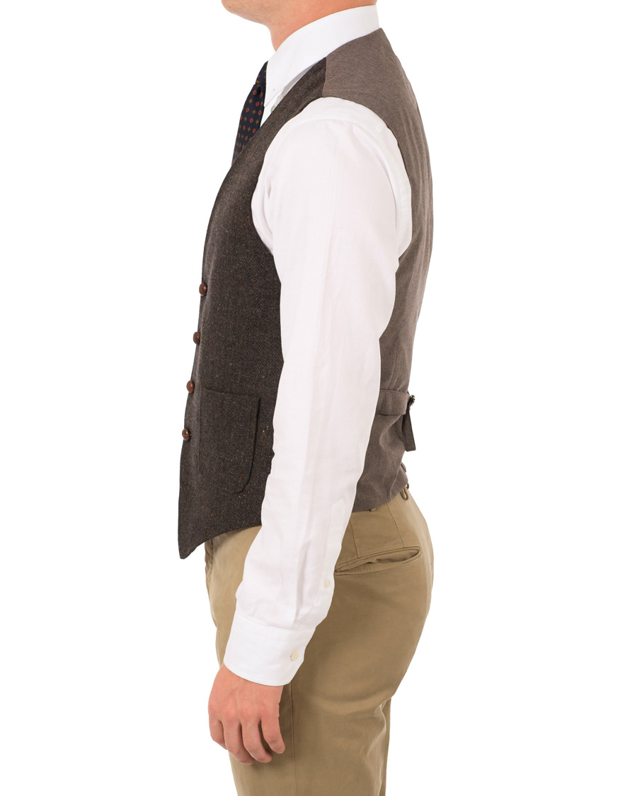Herr | Kavajer | Morris | Harris Tweed Waistcoat Brown