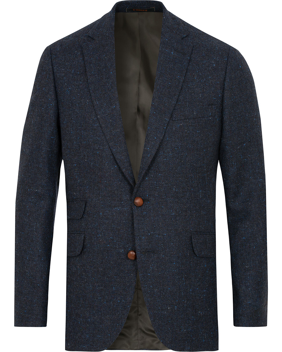 Herr | Kavajer | Morris | Harris Tweed Donegal Blazer Navy