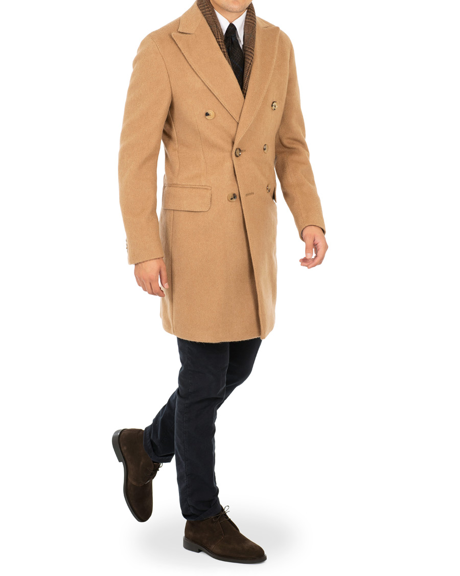 Herr | Jackor | Oscar Jacobson | Saul Delux Double Breasted Camelhair Coat Camel