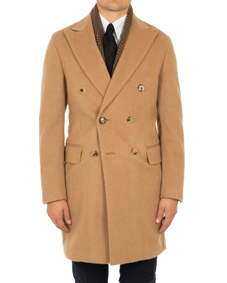 Herr | Jackor | Oscar Jacobson | Saul Delux Double Breasted Camelhair Coat Camel