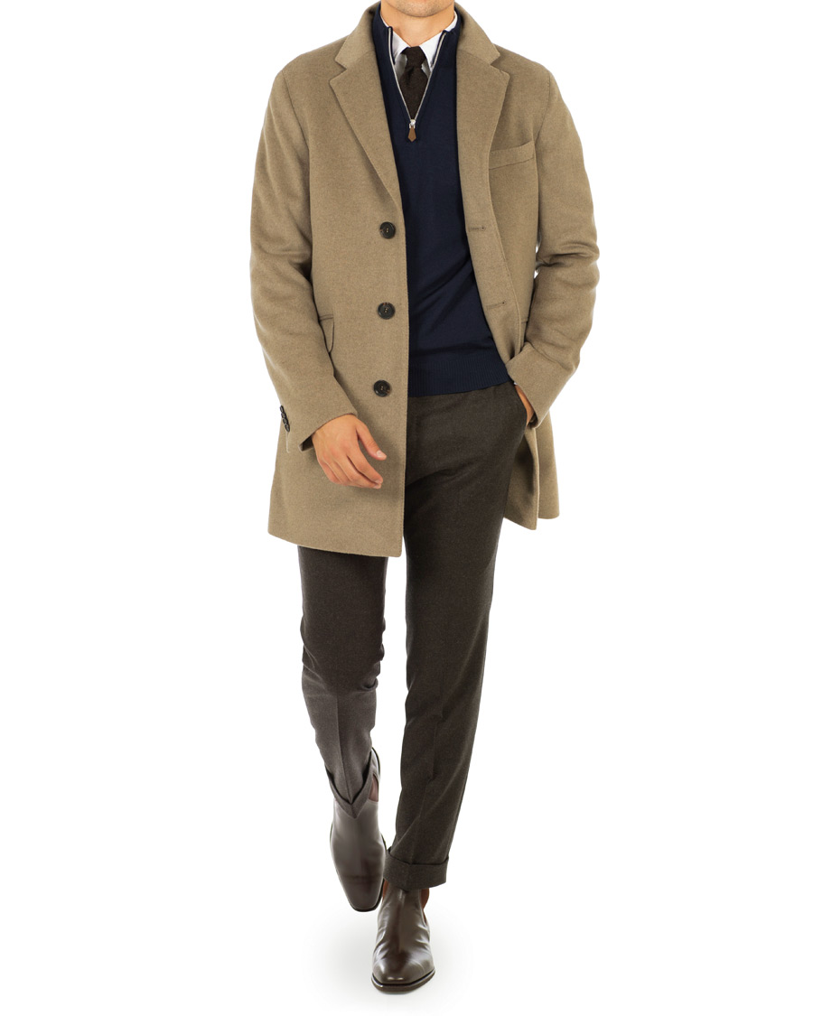 Herr | Jackor | Oscar Jacobson | Saks Wool/Cashmere Coat Beige