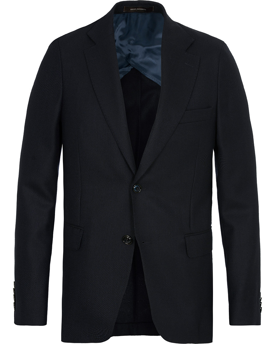 Herr | Kavajer | Oscar Jacobson | Egel Wool Basket Weave Blazer Navy