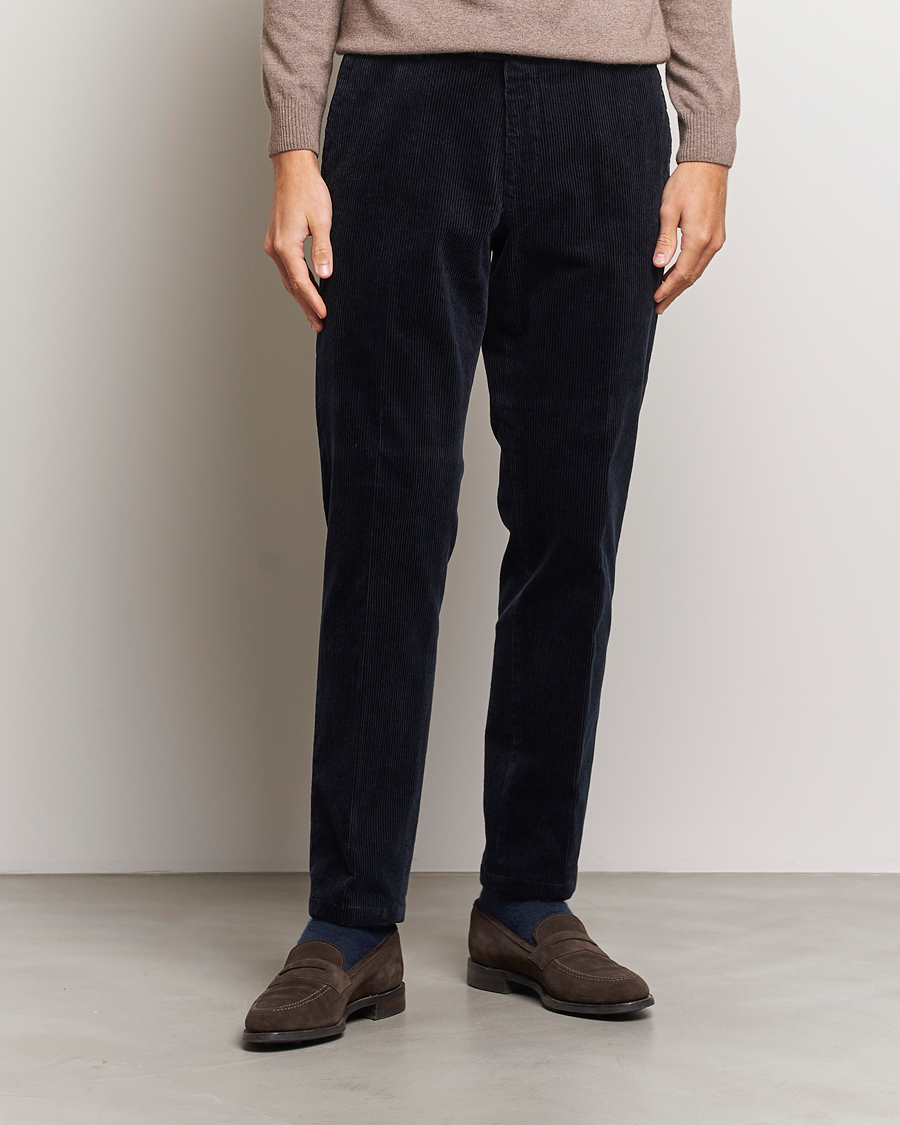 Herr | Byxor | Oscar Jacobson | Denz Corduroy Trousers Navy