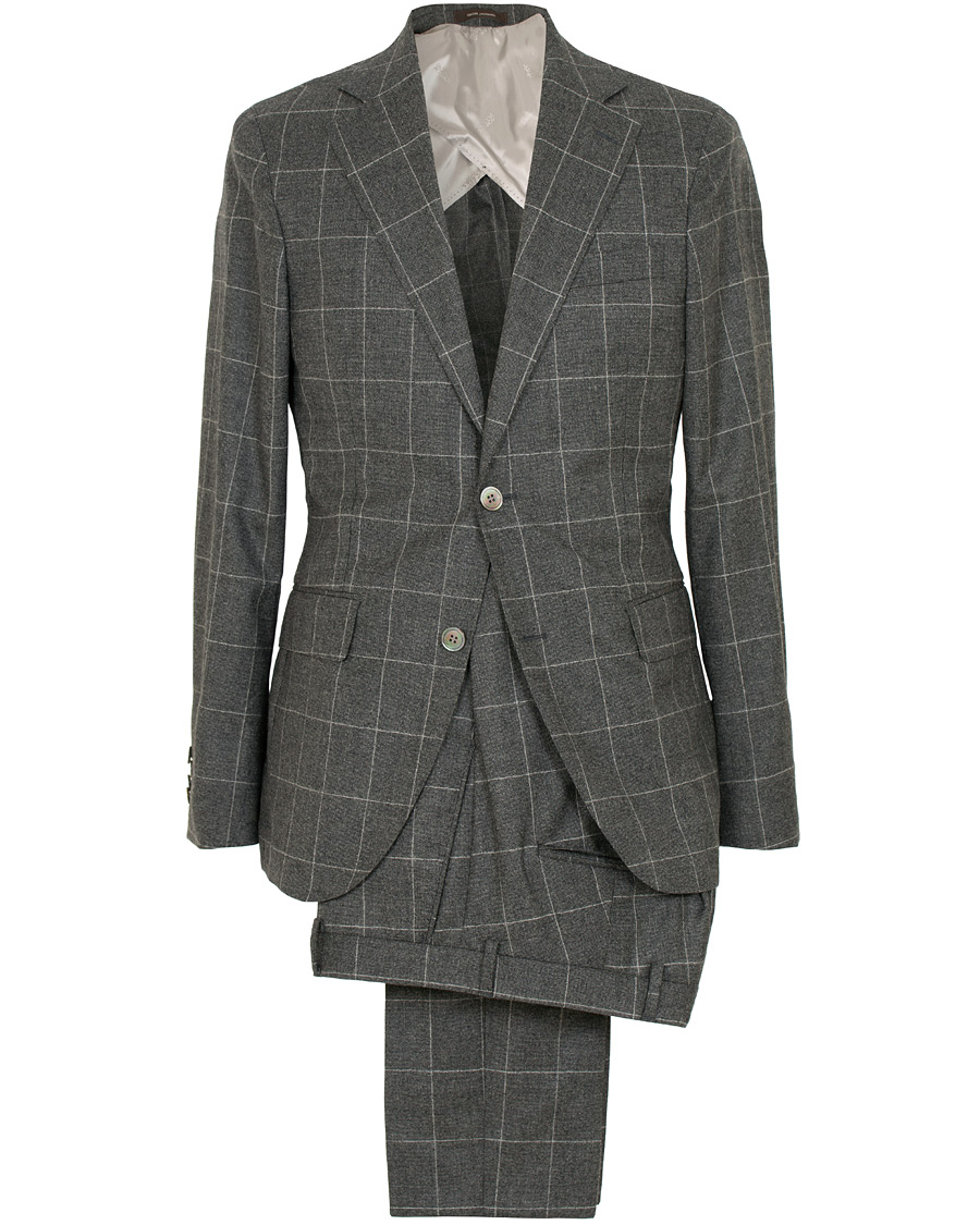 Herr | Kostymer | Oscar Jacobson | Egel Super 120 Wool Vitale Barberis Check Suit Grey