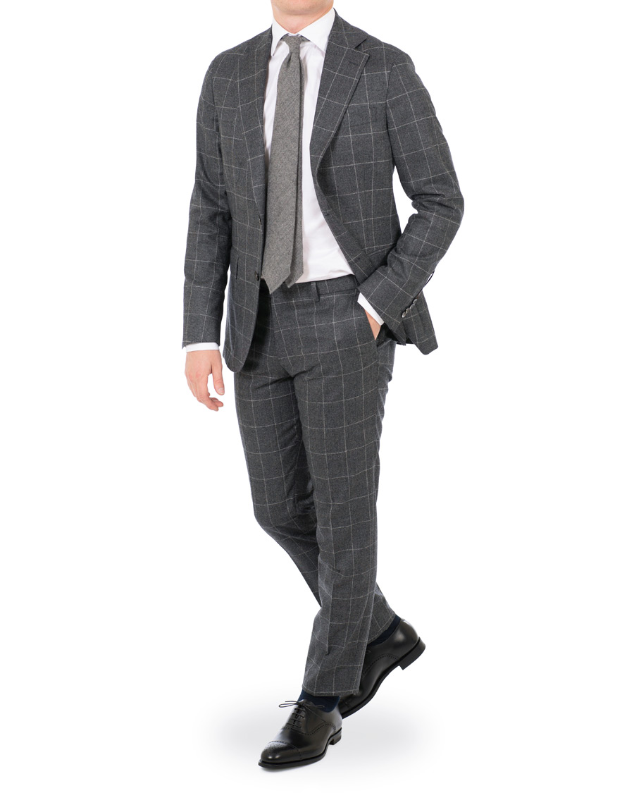 Herr | Kostymer | Oscar Jacobson | Egel Super 120 Wool Vitale Barberis Check Suit Grey