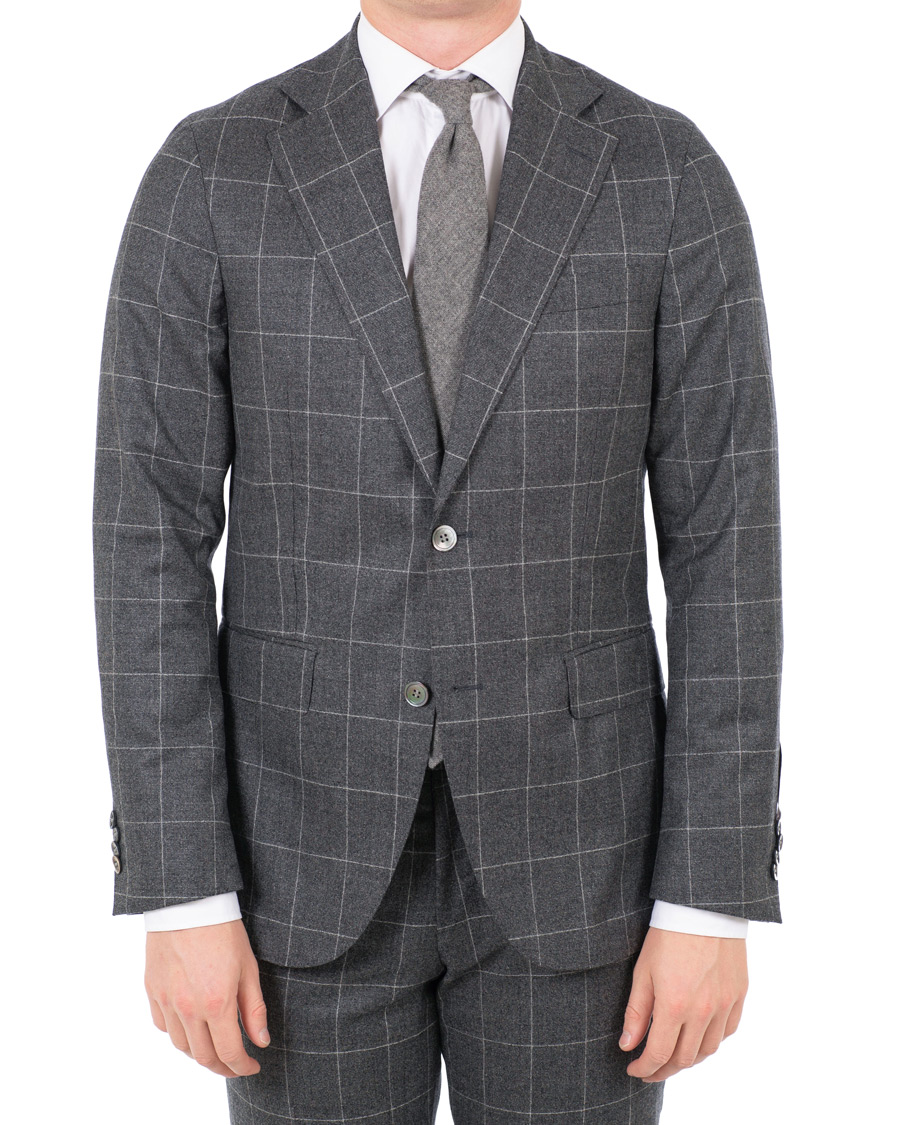 Herr | Kostymer | Oscar Jacobson | Egel Super 120 Wool Vitale Barberis Check Suit Grey